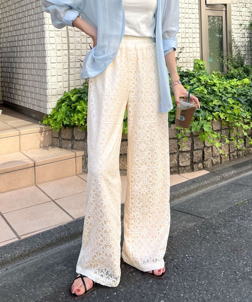 Futier land(フューティアランド)の「レースルーズパンツ(その他パンツ・レディース・ブラック/アイボリー・FREE)」の3枚目の写真