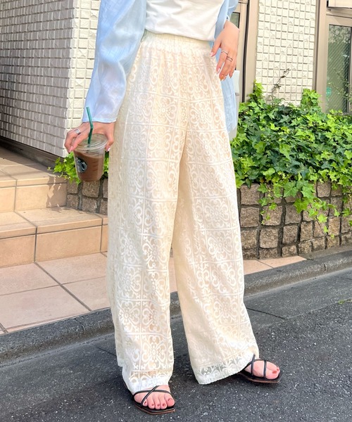 Futier land(フューティアランド)の「レースルーズパンツ(その他パンツ・レディース・ブラック/アイボリー・FREE)」の5枚目の写真