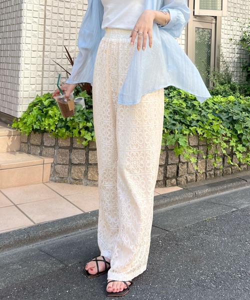 Futier land(フューティアランド)の「レースルーズパンツ(その他パンツ・レディース・ブラック/アイボリー・FREE)」の6枚目の写真