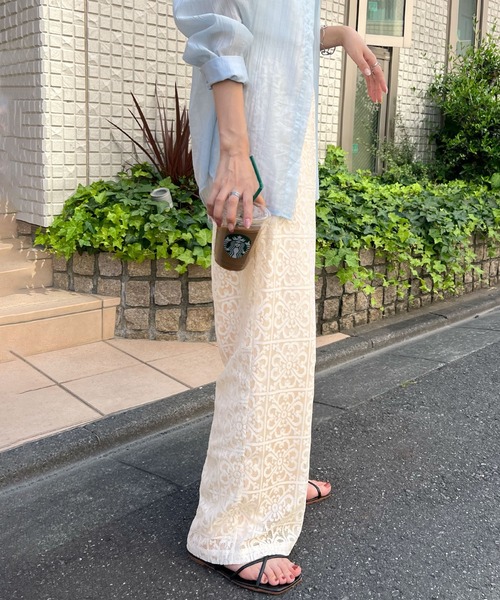 Futier land(フューティアランド)の「レースルーズパンツ(その他パンツ・レディース・ブラック/アイボリー・FREE)」の8枚目の写真