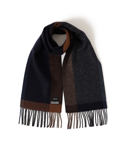 BEAMS（ビームス）の「パネルチェック マフラー（マフラー・メンズ・チャコールグレー/ブラック/ネイビー・ONE SIZE）」の10枚目の写真