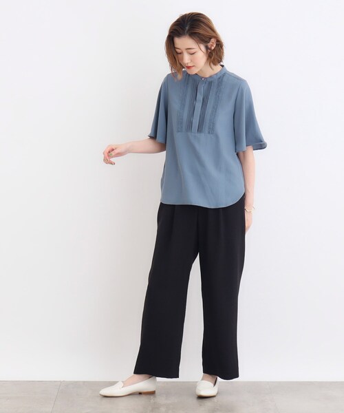 grove（グローブ）の「◆ピンタックフレアスリーブ（シャツ/ブラウス・レディース・オレンジ/ブルー/カーキ/オフホワイト/ブラック・02/03/01/04/05）」の22枚目の写真