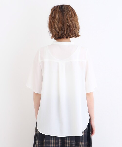 grove（グローブ）の「◆ピンタックフレアスリーブ（シャツ/ブラウス・レディース・オレンジ/ブルー/カーキ/オフホワイト/ブラック・02/03/01/04/05）」の18枚目の写真