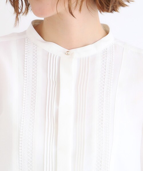 grove（グローブ）の「◆ピンタックフレアスリーブ（シャツ/ブラウス・レディース・オレンジ/ブルー/カーキ/オフホワイト/ブラック・02/03/01/04/05）」の17枚目の写真