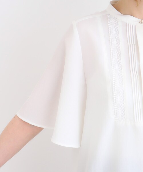 grove（グローブ）の「◆ピンタックフレアスリーブ（シャツ/ブラウス・レディース・オレンジ/ブルー/カーキ/オフホワイト/ブラック・02/03/01/04/05）」の16枚目の写真