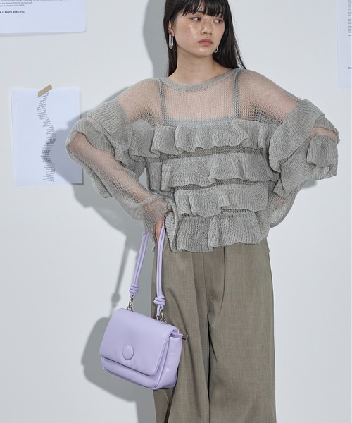 THE YOn（ザヨン）の「ビッグボタンロープストラップパフバッグ（ショルダーバッグ・レディース・ブラック/アンティークシルバー/ラベンダー/ベージュ・FREE）」の18枚目の写真