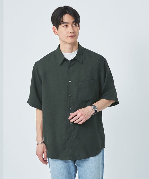 green label relaxing（グリーンレーベルリラクシング）の「TA ツイル ジャストルーズ シャツ（シャツ/ブラウス・メンズ・ダークグリーン/ベージュ/ネイビー・M/L/S/XL）」の2枚目の写真