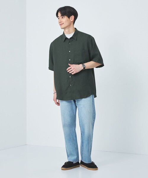 green label relaxing（グリーンレーベルリラクシング）の「TA ツイル ジャストルーズ シャツ（シャツ/ブラウス・メンズ・ダークグリーン/ベージュ/ネイビー・M/L/S/XL）」の5枚目の写真