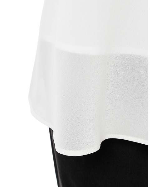 美品 24AW Mila Owen ミラオーウェン ベロアリボン付きラッフルブラウス 長袖 シアーシャツ 09WFB244052 0 ネイビー レディース 古着 中古 Mila Owen（ミラオーウェン）の「ベロアリボン付きラッフル