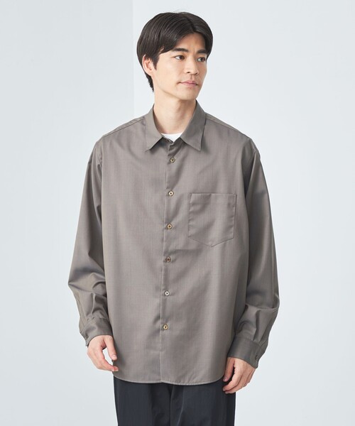 green label relaxing（グリーンレーベルリラクシング）の「ウォッシャブル TWビエラ ジャストルーズ レギュラーカラー 長袖 シャツ -防シワ-（シャツ/ブラウス・メンズ・ネイビー/モカ/ダークブラウン・XL/L/M/S）」の11枚目の写真