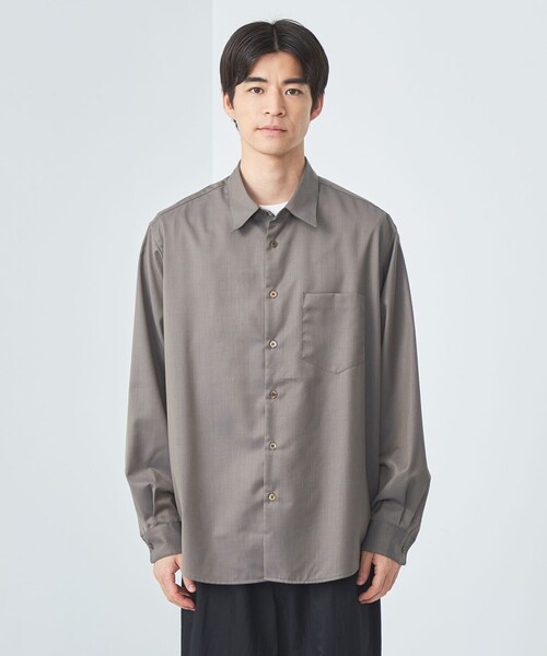 green label relaxing（グリーンレーベルリラクシング）の「ウォッシャブル TWビエラ ジャストルーズ レギュラーカラー 長袖 シャツ -防シワ-（シャツ/ブラウス・メンズ・ネイビー/モカ/ダークブラウン・XL/L/M/S）」の12枚目の写真