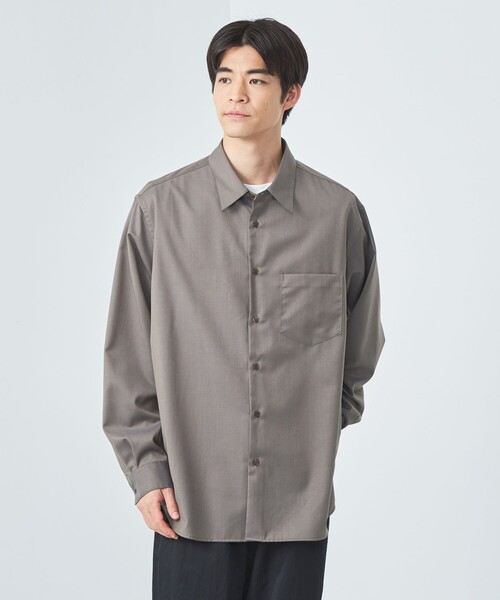 green label relaxing（グリーンレーベルリラクシング）の「ウォッシャブル TWビエラ ジャストルーズ レギュラーカラー 長袖 シャツ -防シワ-（シャツ/ブラウス・メンズ・ネイビー/モカ/ダークブラウン・XL/L/M/S）」の13枚目の写真