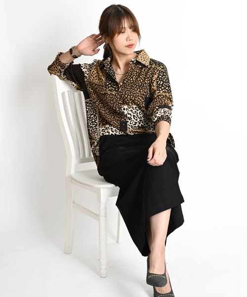 〜00s c.l.o.t.h.e.sヒョウ柄 シルクシャツ 長袖 総柄 アニマル 00s c.l.o.t.h.e.s ヒョウ柄 シルクシャツ 長袖 総柄