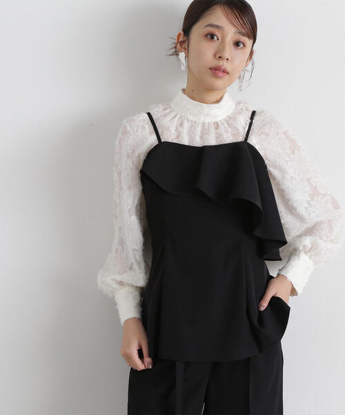 NATURAL BEAUTY BASIC（ナチュラルビューティーベーシック）の「◇ラッフル SETUP キャミソール（キャミソール・レディース・ブラック/グレー・FREE）」の8枚目の写真