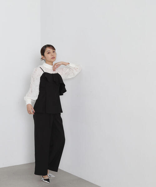 NATURAL BEAUTY BASIC（ナチュラルビューティーベーシック）の「◇ラッフル SETUP キャミソール（キャミソール・レディース・ブラック/グレー・FREE）」の9枚目の写真