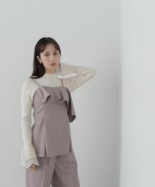 NATURAL BEAUTY BASIC（ナチュラルビューティーベーシック）の「◇ラッフル SETUP キャミソール（キャミソール・レディース・ブラック/グレー・FREE）」の15枚目の写真