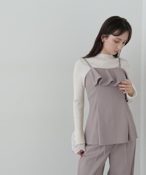 NATURAL BEAUTY BASIC（ナチュラルビューティーベーシック）の「◇ラッフル SETUP キャミソール（キャミソール・レディース・ブラック/グレー・FREE）」の19枚目の写真