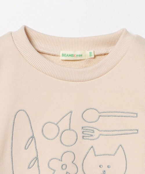 BEAMS mini（ビームスミニ）の「ネコ刺繍 レイヤード プルオーバー 2024FW（90～150cm）（スウェット・キッズ・ホワイト系その他5/ミント・90/110/120/130/140/150/100）」の7枚目の写真