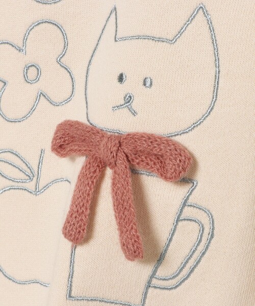 BEAMS mini（ビームスミニ）の「ネコ刺繍 レイヤード プルオーバー 2024FW（90～150cm）（スウェット・キッズ・ホワイト系その他5/ミント・90/110/120/130/140/150/100）」の10枚目の写真