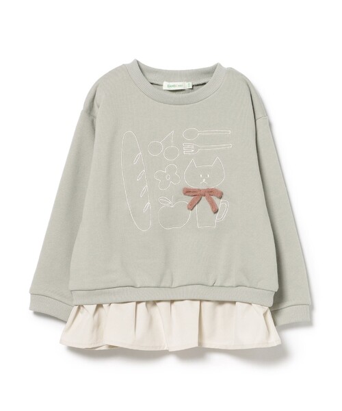 BEAMS mini（ビームスミニ）の「ネコ刺繍 レイヤード プルオーバー 2024FW（90～150cm）（スウェット・キッズ・ホワイト系その他5/ミント・90/110/120/130/140/150/100）」の11枚目の写真