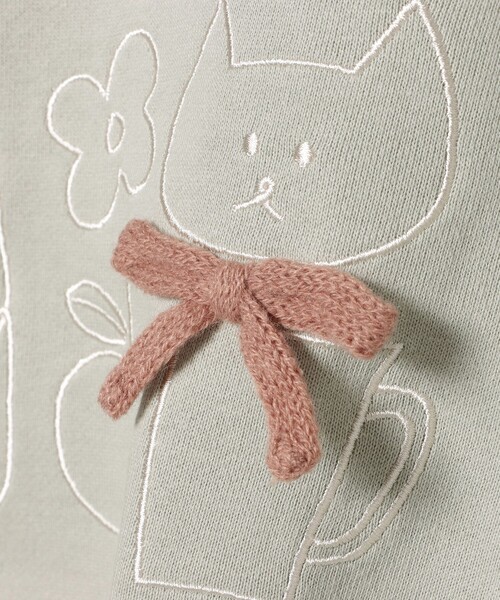 BEAMS mini（ビームスミニ）の「ネコ刺繍 レイヤード プルオーバー 2024FW（90～150cm）（スウェット・キッズ・ホワイト系その他5/ミント・90/110/120/130/140/150/100）」の13枚目の写真
