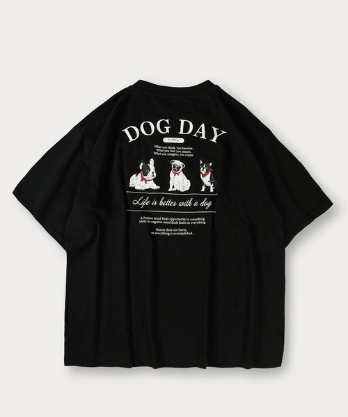 SlashDate(スラッシュデイト)の「イヌネコプリント 半袖Tシャツ アニマルプリント オーバーサイズ バックプリント(Tシャツ/カットソー・メンズ・ブラック/アッシュグレー/ブラック系その他/ホワイト/ホワイト系その他/ライトグレー・M/L)」の8枚目の写真