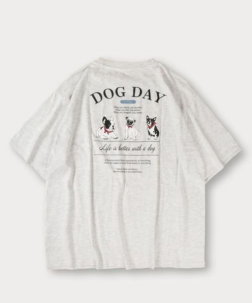 SlashDate(スラッシュデイト)の「イヌネコプリント 半袖Tシャツ アニマルプリント オーバーサイズ バックプリント(Tシャツ/カットソー・メンズ・ブラック/アッシュグレー/ブラック系その他/ホワイト/ホワイト系その他/ライトグレー・M/L)」の10枚目の写真