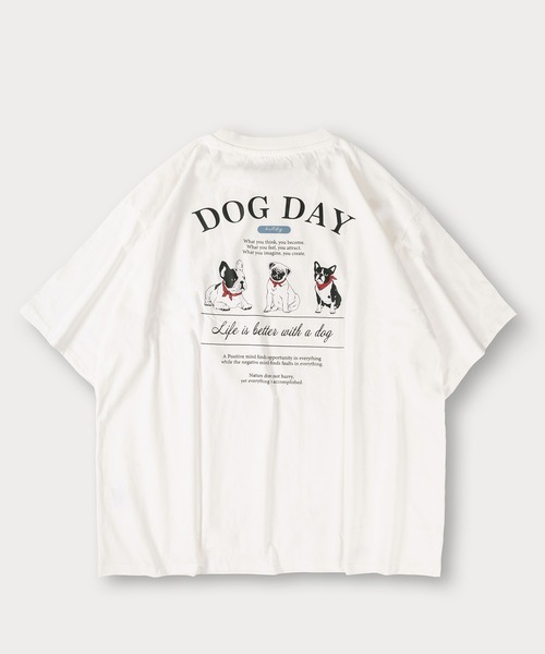 SlashDate(スラッシュデイト)の「イヌネコプリント 半袖Tシャツ アニマルプリント オーバーサイズ バックプリント(Tシャツ/カットソー・メンズ・ブラック/アッシュグレー/ブラック系その他/ホワイト/ホワイト系その他/ライトグレー・M/L)」の12枚目の写真