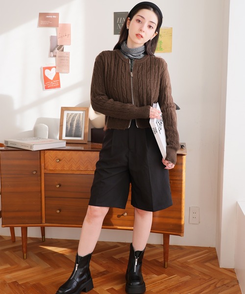 Doula Doula(ドゥーラドゥーラ)の「ダブルジップケーブルニットカーディガン(カーディガン/ボレロ・レディース・ベージュ/グレー/アイボリー/ブラック/カーキ/ブラウン・FREE)」の22枚目の写真