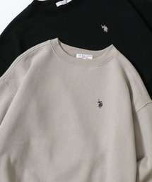 U.S. POLO ASSN./ユーエスポロアッスン オーバーサイズ 裏起毛 ロゴ ワンポイント刺繍 スウェット トレーナー/レディース