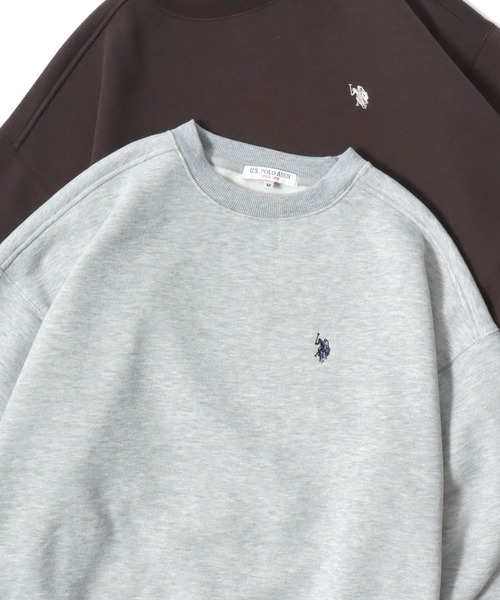 U.S. POLO ASSN.(ユーエスポロアッスン)の「U.S. POLO ASSN./ユーエスポロアッスン オーバーサイズ 裏起毛 ロゴ ワンポイント刺繍 スウェット トレーナー/レディース(スウェット・レディース・ベージュ/ブラック/オートミール/グリーン/ピンク/ネイビー/グレー/ブラウン・L/M)」の3枚目の写真