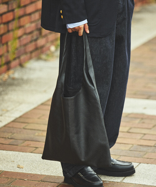 Firsthand レザーマルシェ トートバッグ 牛革 撥水レザー ブラック Firsthand/ファーストハンド Leather Marche Bag / レザーマルシェ