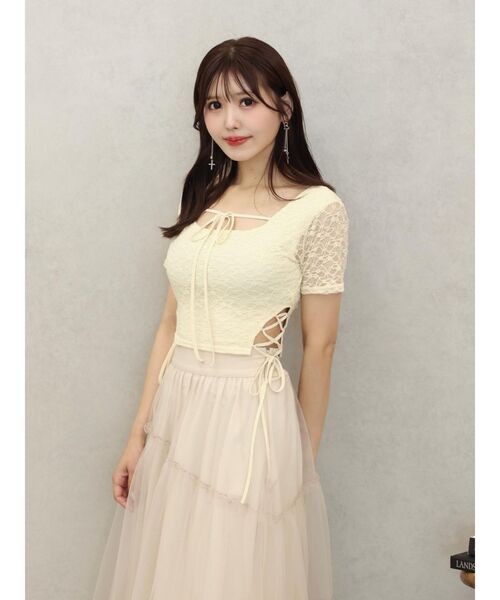 EATME（イートミー）の「サイドレースアップクロップドTOP（Tシャツ/カットソー・レディース・ブルー/オフホワイト/ブラック/イエロー・FREE）」の8枚目の写真