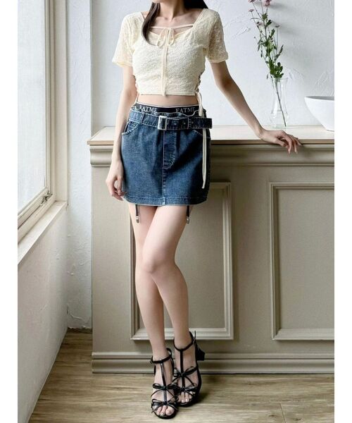 EATME（イートミー）の「サイドレースアップクロップドTOP（Tシャツ/カットソー・レディース・ブルー/オフホワイト/ブラック/イエロー・FREE）」の14枚目の写真