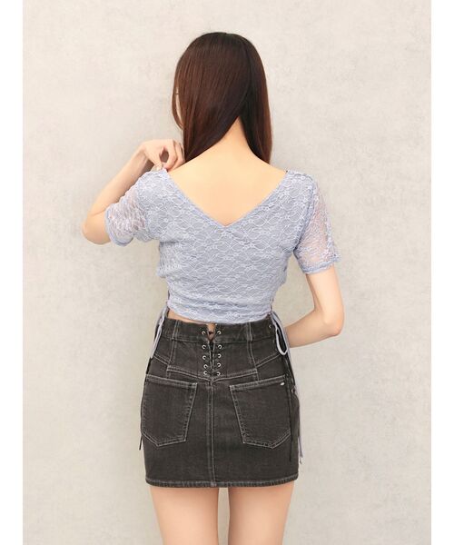 EATME（イートミー）の「サイドレースアップクロップドTOP（Tシャツ/カットソー・レディース・ブルー/オフホワイト/ブラック/イエロー・FREE）」の20枚目の写真