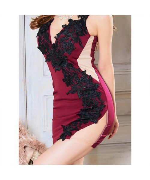 ゴージャス レース ライン 谷間透け ノースリ タイト ミニ ドレス（ドレス）｜DAZZY（デイジー）