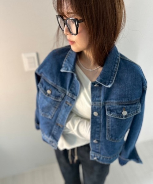 ipugo(イプゴ)の「ipugo/イプゴ オーバーサイズ デニムジャケット(デニムジャケット・レディース・ブラック/ブルー・FREE)」の3枚目の写真