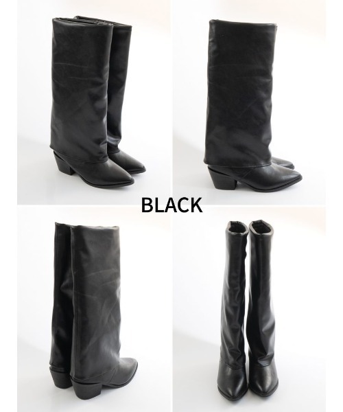 Fabby fabby（ファビィーファビィー）の「ポインテッドロングカバーブーツ（ブーツ・レディース・オフホワイト/ブラック/シルバー・LARGE/MEDIUM/SMALL）」の7枚目の写真