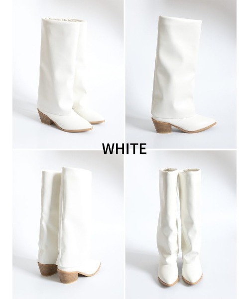 Fabby fabby（ファビィーファビィー）の「ポインテッドロングカバーブーツ（ブーツ・レディース・オフホワイト/ブラック/シルバー・LARGE/MEDIUM/SMALL）」の8枚目の写真