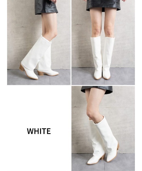 Fabby fabby（ファビィーファビィー）の「ポインテッドロングカバーブーツ（ブーツ・レディース・オフホワイト/ブラック/シルバー・LARGE/MEDIUM/SMALL）」の10枚目の写真