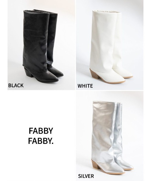 Fabby fabby（ファビィーファビィー）の「ポインテッドロングカバーブーツ（ブーツ・レディース・オフホワイト/ブラック/シルバー・LARGE/MEDIUM/SMALL）」の12枚目の写真