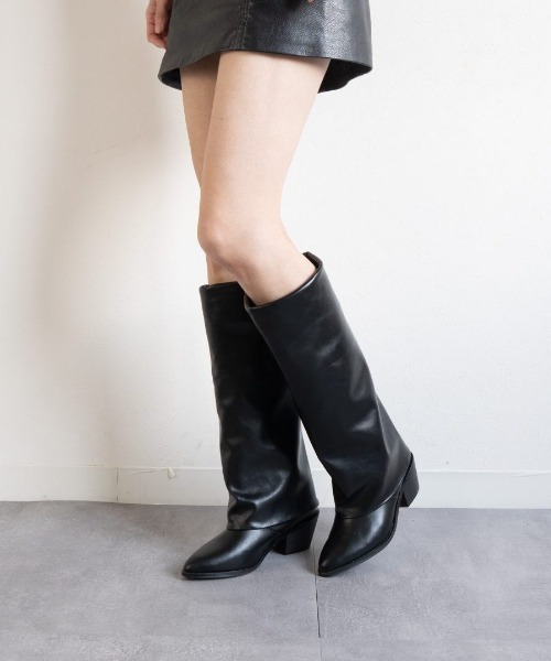 Fabby fabby（ファビィーファビィー）の「ポインテッドロングカバーブーツ（ブーツ・レディース・オフホワイト/ブラック/シルバー・LARGE/MEDIUM/SMALL）」の15枚目の写真