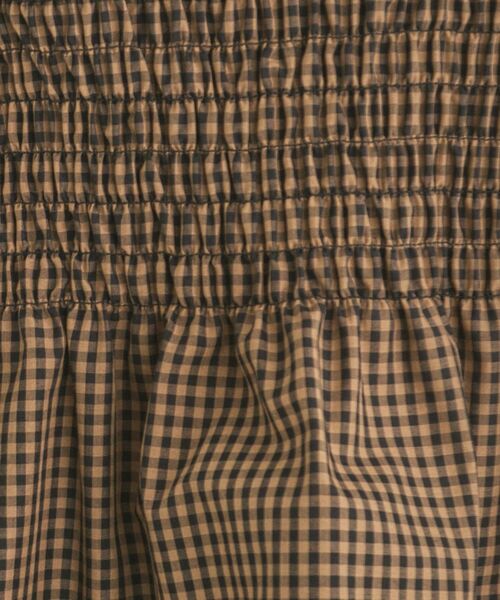 index(インデックス)の「◆チェック柄シャーリングペプラムブラウス【洗える】(シャツ/ブラウス・レディース・ブラウン系2/ダークブラウン系1・38)」の6枚目の写真