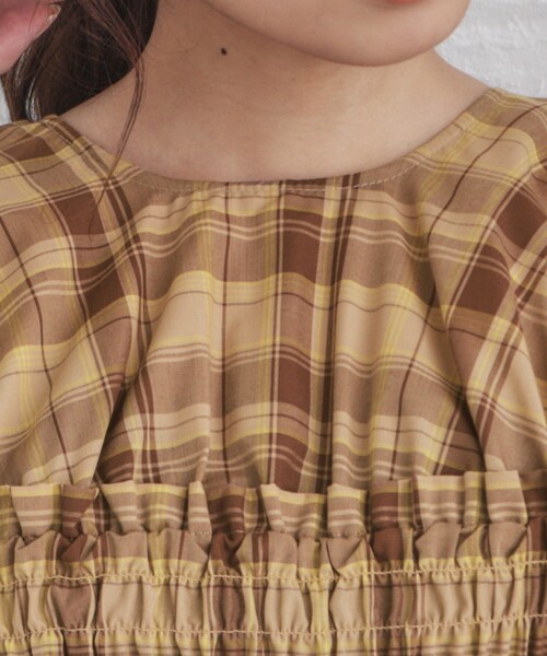 index(インデックス)の「◆チェック柄シャーリングペプラムブラウス【洗える】(シャツ/ブラウス・レディース・ブラウン系2/ダークブラウン系1・38)」の14枚目の写真