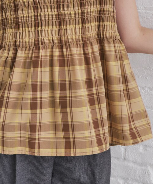 index(インデックス)の「◆チェック柄シャーリングペプラムブラウス【洗える】(シャツ/ブラウス・レディース・ブラウン系2/ダークブラウン系1・38)」の17枚目の写真