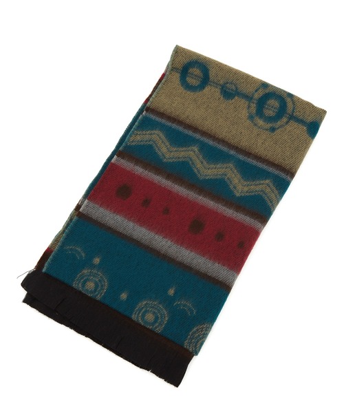 an meets zakka（アンミツザッカ）の「an meets zakka ネイティブ柄ファータッチマフラー（マフラー・メンズ・ブルー/ブラック×グレー/ブラウン/グレー/ピンク・ONESIZE）」の14枚目の写真