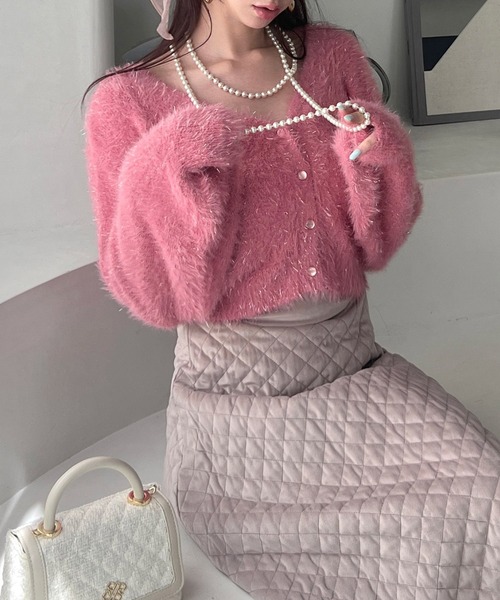 ROYAL PARTY（ロイヤルパーティー）の「2wayラメシャギーニットカーディガン（カーディガン/ボレロ・レディース・ブラック/ライトグレー/ピンク・FREE）」の3枚目の写真