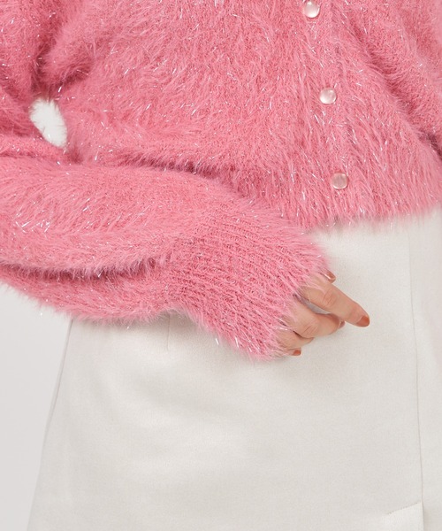 ROYAL PARTY（ロイヤルパーティー）の「2wayラメシャギーニットカーディガン（カーディガン/ボレロ・レディース・ブラック/ライトグレー/ピンク・FREE）」の9枚目の写真