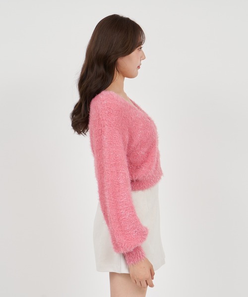 ROYAL PARTY（ロイヤルパーティー）の「2wayラメシャギーニットカーディガン（カーディガン/ボレロ・レディース・ブラック/ライトグレー/ピンク・FREE）」の11枚目の写真