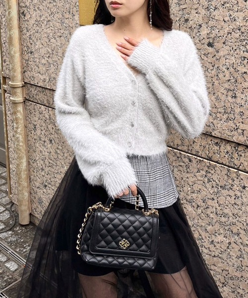 ROYAL PARTY（ロイヤルパーティー）の「2wayラメシャギーニットカーディガン（カーディガン/ボレロ・レディース・ブラック/ライトグレー/ピンク・FREE）」の4枚目の写真